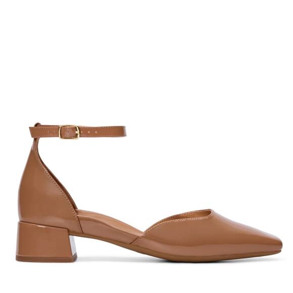 Bared Footwear Shoes - Bared Buttonquail Light Tan Patent Leather Block Heels